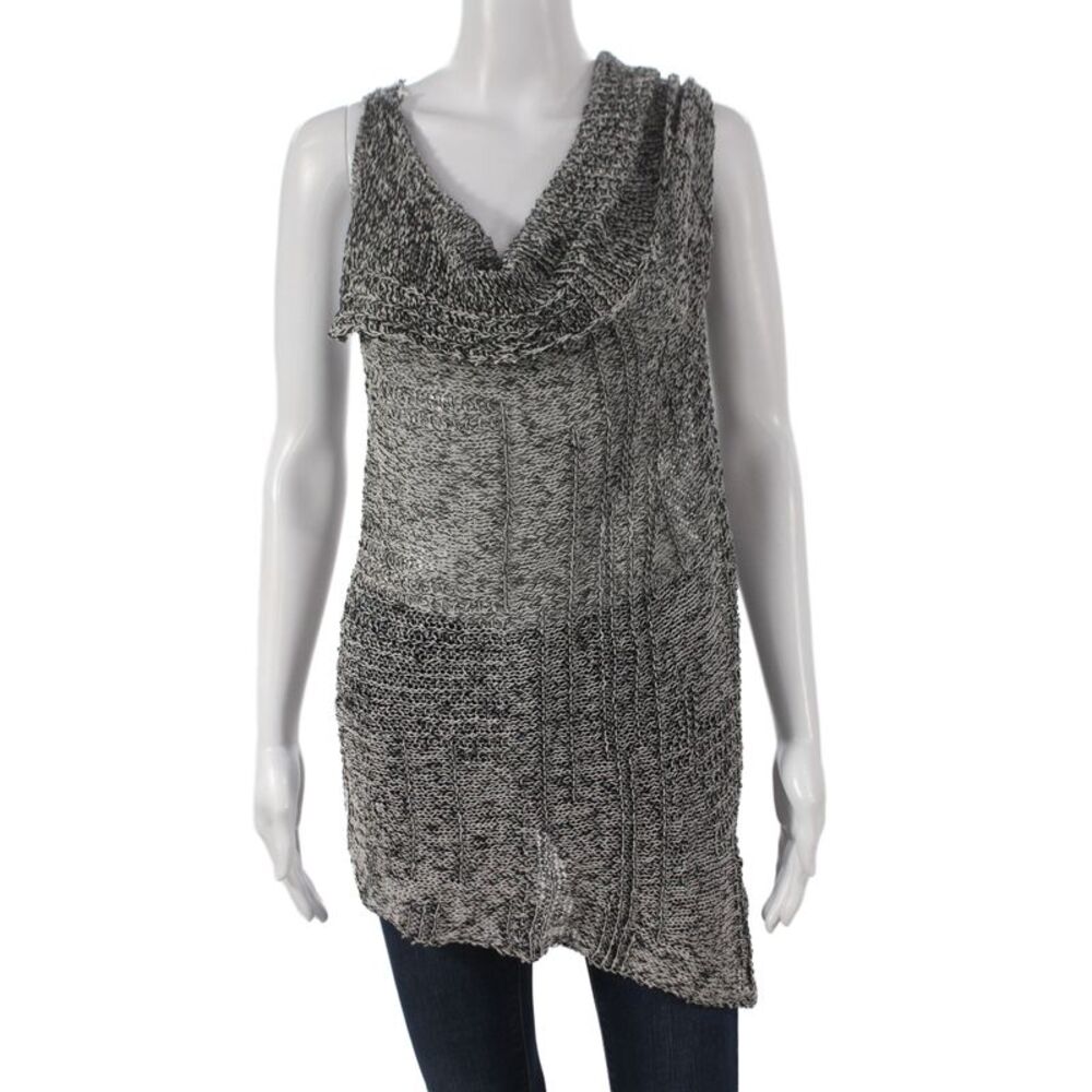 Sarah Pacini Women Sleeveless Cowl Neck Tunic Sweater Gray Size One Size